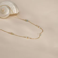 ADIRA MORGANITE PEARL GOLDEN NECKLACE