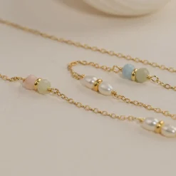 ADIRA MORGANITE PEARL GOLDEN NECKLACE