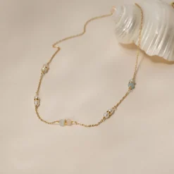 ADIRA MORGANITE PEARL GOLDEN NECKLACE