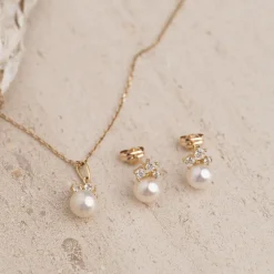 Agatha Pearl Massiv Guld Ørering - Sisi Copenhagen