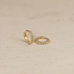 ALISSA CRYSTAL SOLID GOLD CREOL EARRING - 10mm