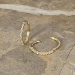 ALISSA CRYSTAL SOLID GOLD CREOL EARRING - 18mm