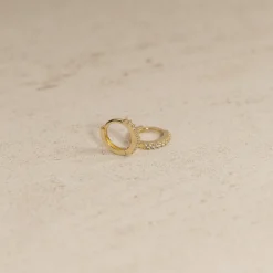 ALISSA CRYSTAL SOLID GOLD CREOL EARRING - 10mm