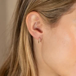 ALISSA CRYSTAL SOLID GOLD CREOL EARRING - 15mm