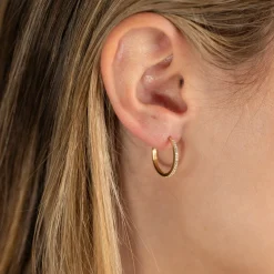ALISSA CRYSTAL SOLID GOLD CREOL EARRING - 18mm