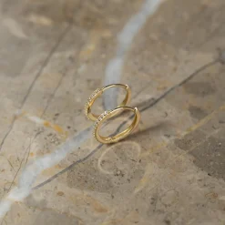 ALISSA CRYSTAL SOLID GOLD CREOL EARRING - 15mm