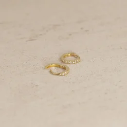ALISSA CRYSTAL SOLID GOLD CREOL EARRING - 10mm