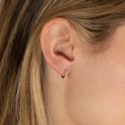 ALISSA CRYSTAL SOLID GOLD CREOL EARRING - 10mm