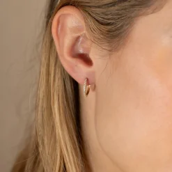 ALISSA CRYSTAL SOLID GOLD CREOL EARRING - 15mm