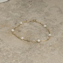 ALMA PEARL MEDIUM SOLID GOLD BRACELET