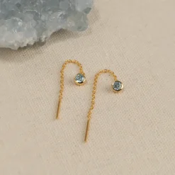 AMANDA SKY BLUE GOLDEN EARRING - Sisi Copenhagen
