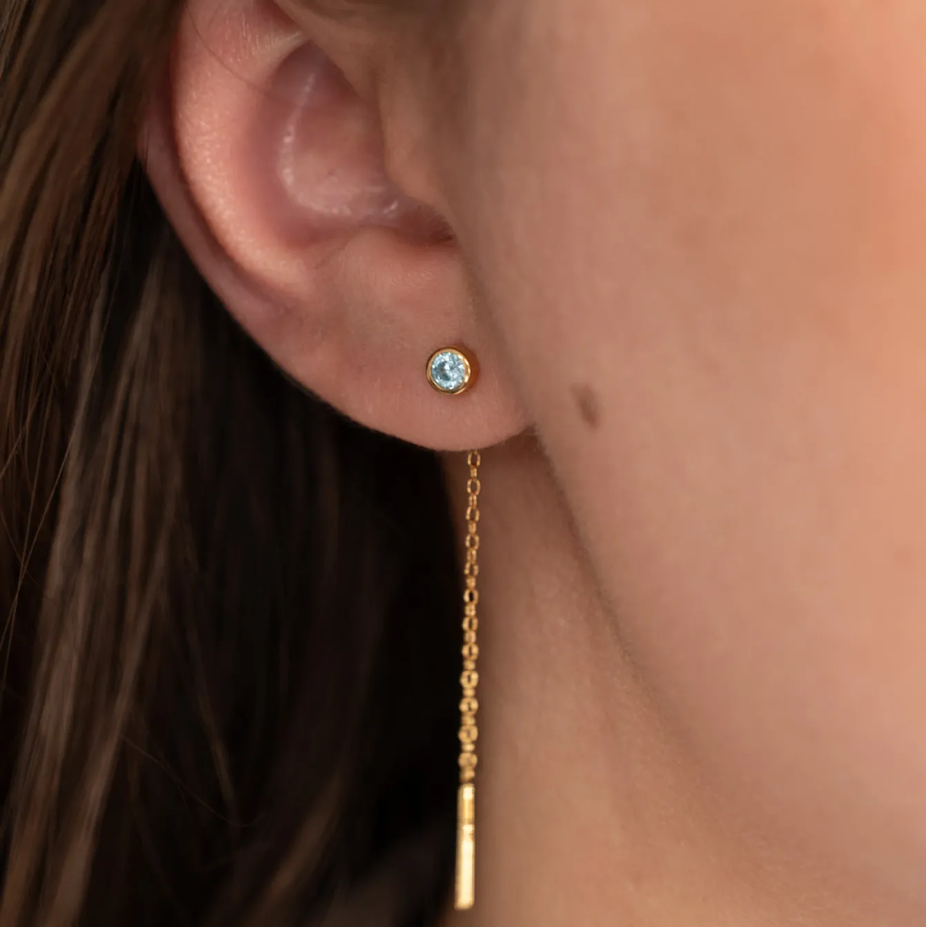 AMANDA SKY BLUE GOLDEN EARRING - Sisi Copenhagen