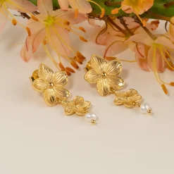 ANEMONE PEARL GOLDEN EARRING