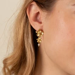 ANEMONE PEARL GOLDEN EARRING