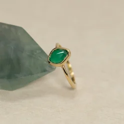 ATHENA GREEN AGATE GOLDEN RING