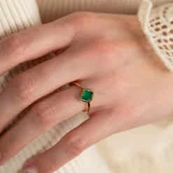 ATHENA GREEN AGATE GOLDEN RING