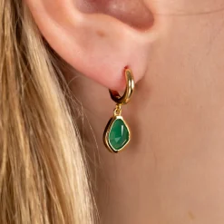 ATHENA GREEN AGATE GOLDEN EARRING