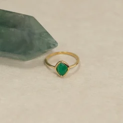 ATHENA GREEN AGATE GOLDEN RING