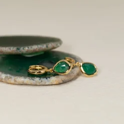 ATHENA GREEN AGATE GOLDEN EARRING