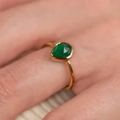 ATHENA GREEN AGATE GOLDEN RING