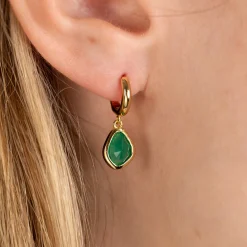 ATHENA GREEN AGATE GOLDEN EARRING