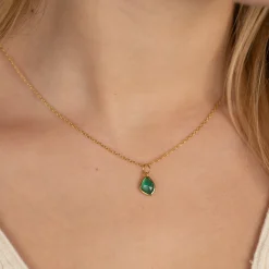 ATHENA GREEN AGATE GOLDEN PENDANT