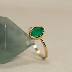ATHENA GREEN AGATE GOLDEN RING