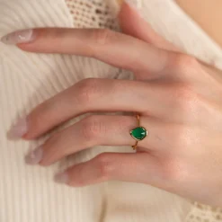 ATHENA GREEN AGATE GOLDEN RING