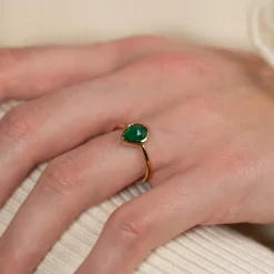 ATHENA GREEN AGATE GOLDEN RING