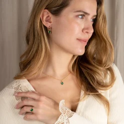 ATHENA GREEN AGATE GOLDEN PENDANT