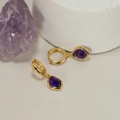 ATHENA PURPLE AMETHYST GOLDEN EARRING