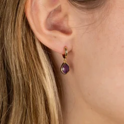 ATHENA PURPLE AMETHYST GOLDEN EARRING