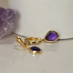 ATHENA PURPLE AMETHYST GOLDEN EARRING