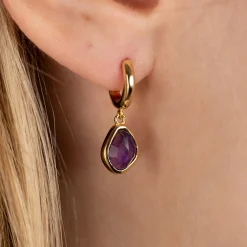 ATHENA PURPLE AMETHYST GOLDEN EARRING