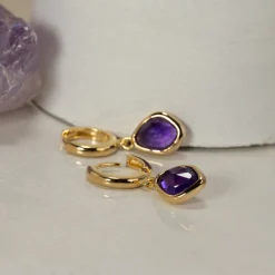 ATHENA PURPLE AMETHYST GOLDEN EARRING