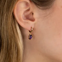 ATHENA PURPLE AMETHYST GOLDEN EARRING