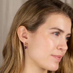 ATHENA PURPLE AMETHYST GOLDEN EARRING