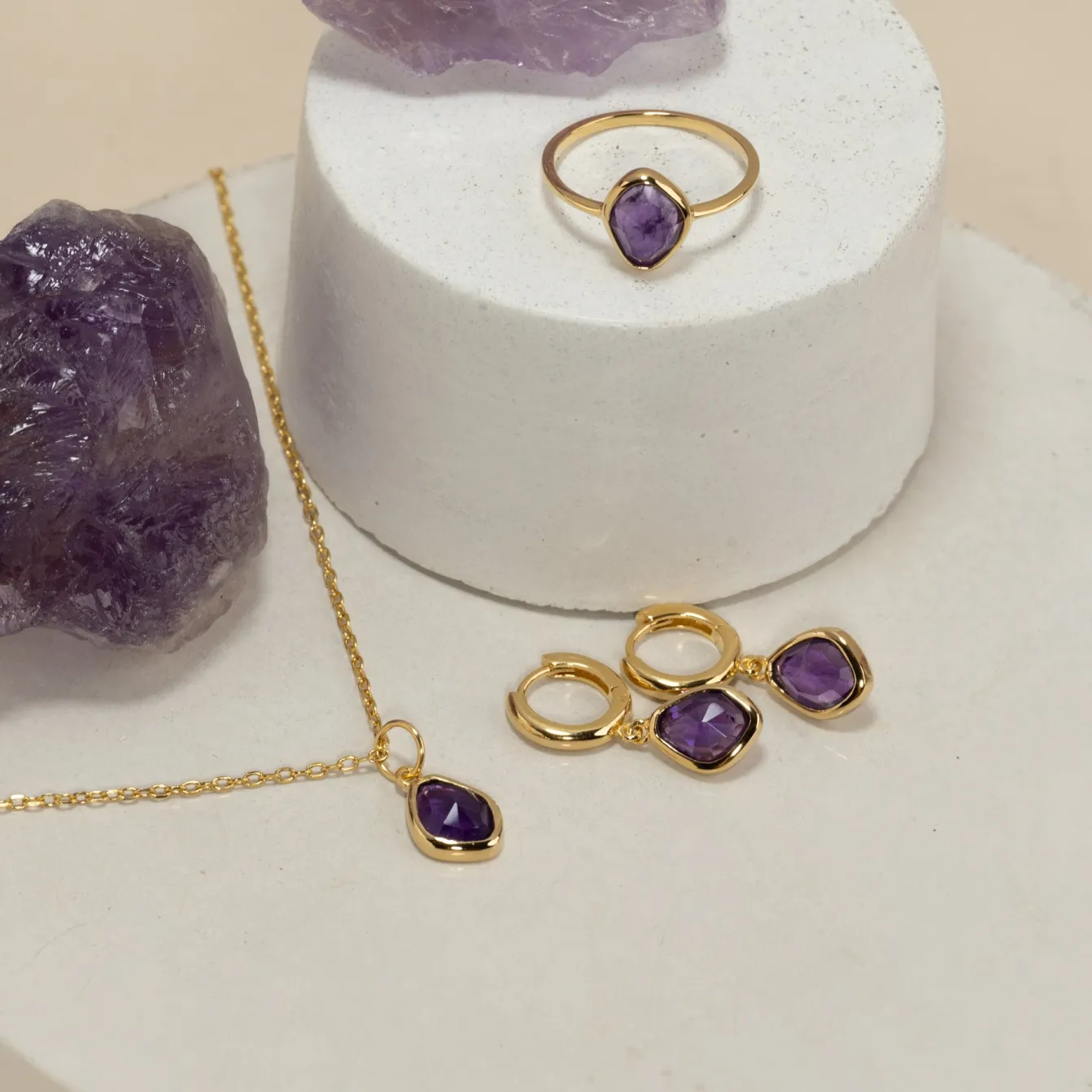 ATHENA PURPLE AMETHYST GOLDEN RING