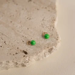 AURA GREEN GOLDEN EARRING CHARM