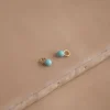 AURA LIGHT BLUE GOLDEN EARRING CHARM