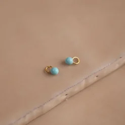 AURA LIGHT BLUE GOLDEN EARRING CHARM