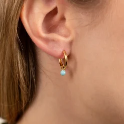 AURA LIGHT BLUE GOLDEN EARRING CHARM