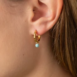 AURA LIGHT BLUE GOLDEN EARRING CHARM