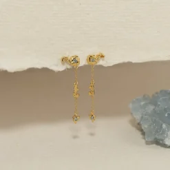 AURELIA BLUE TOPAZ GOLDEN EARRING