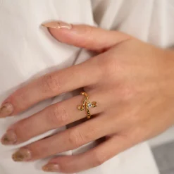 AURELIA BLUE TOPAZ GOLDEN RING