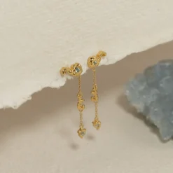 AURELIA BLUE TOPAZ GOLDEN EARRING