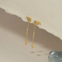 AURELIA BLUE TOPAZ GOLDEN EARRING
