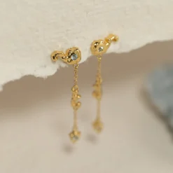 AURELIA BLUE TOPAZ GOLDEN EARRING
