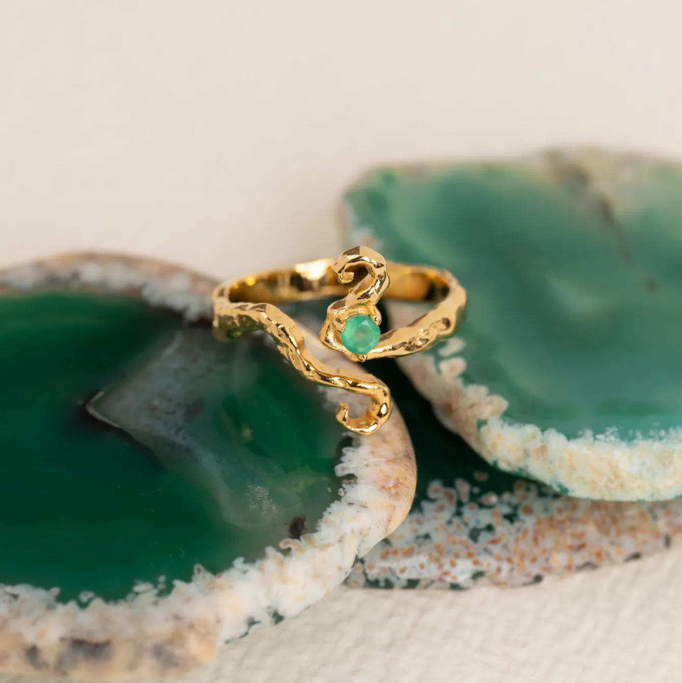 AURELIA GREEN AGATE GOLDEN RING