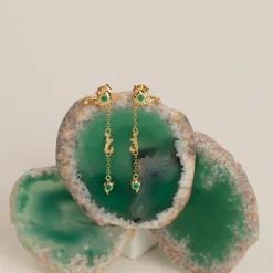 AURELIA GREEN AGATE GOLDEN EARRING